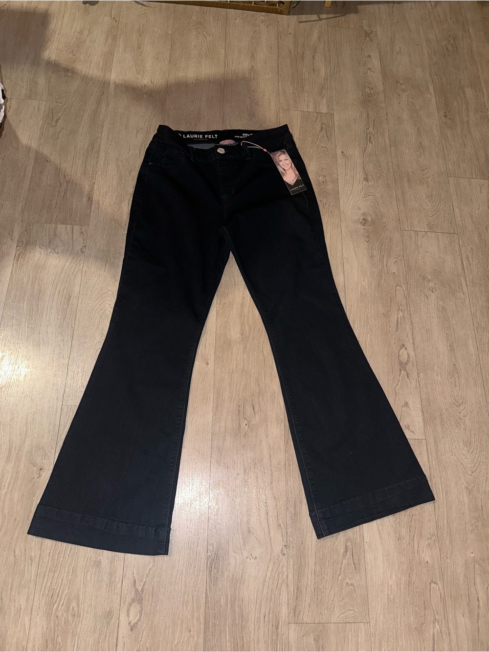 Laurie Felt Black Flared Wide-Leg Jeans